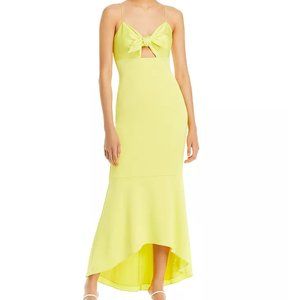 NWT Aidan Maddox Yellow Tie Front Midi Dress